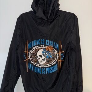 Empyre Black Hoodie with Skull and Floral Graphic